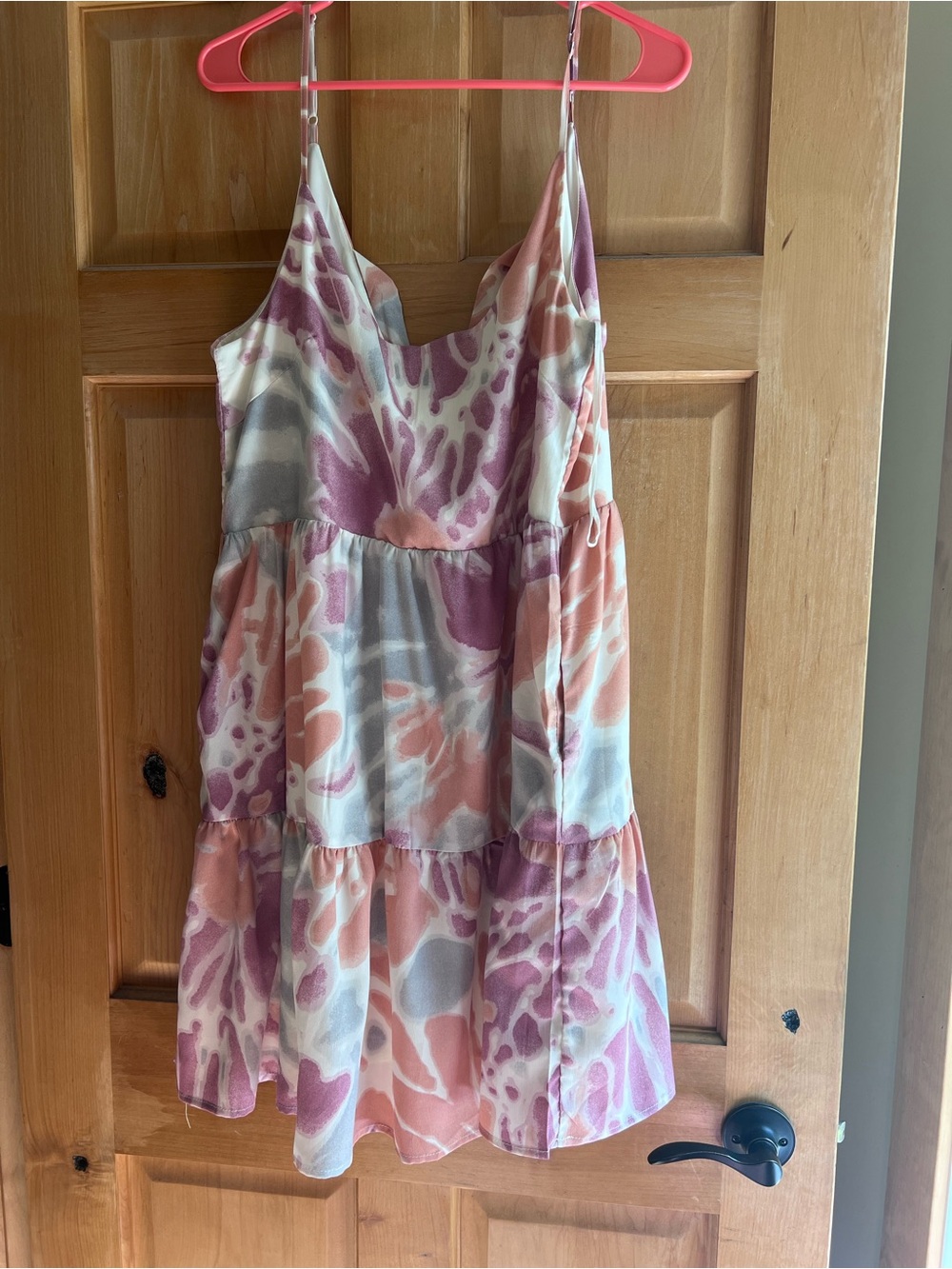 Floral Watercolor Tiered Slip Dress in Pink & Peach